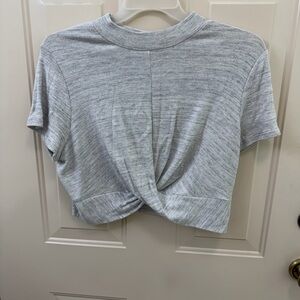 Xhilaration Light Gray Twist-Front Crop Top
